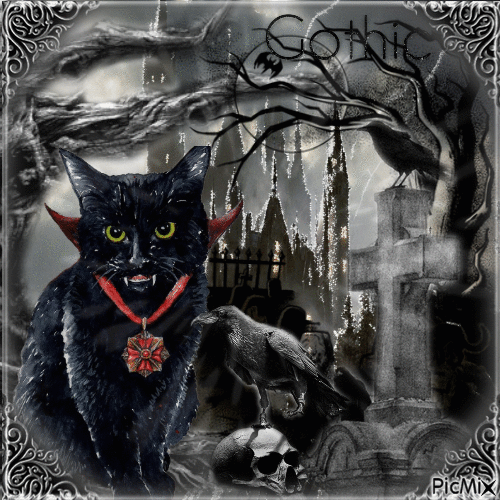 Gotische Katze - GIF animé gratuit