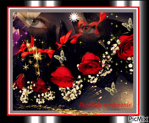 Dziękuję za te piękne róże - Ingyenes animált GIF