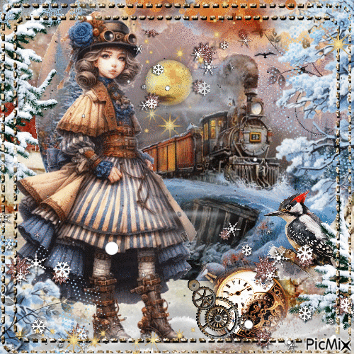 steampunk winter time - Δωρεάν κινούμενο GIF