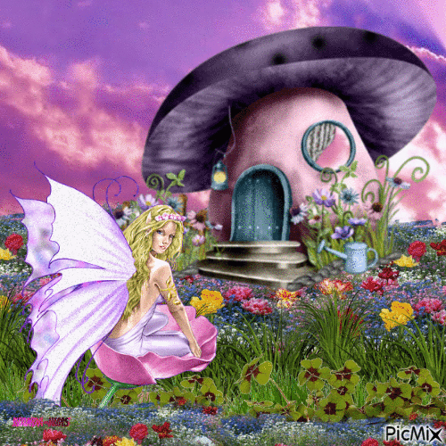 Elf-flowers-pink - GIF animé gratuit