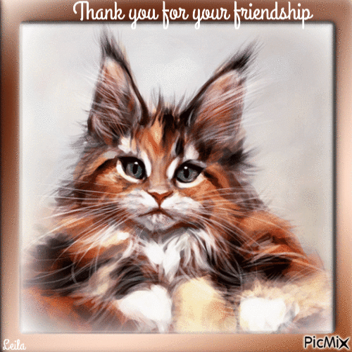Thank you for your friendship. Cat - GIF animado grátis