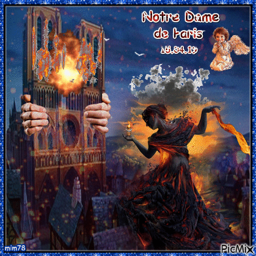 Notre Dame en flammes - Бесплатни анимирани ГИФ