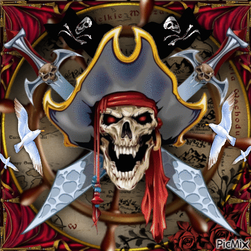 Skull Pirate-RM-03-05-23 - Nemokamas animacinis gif