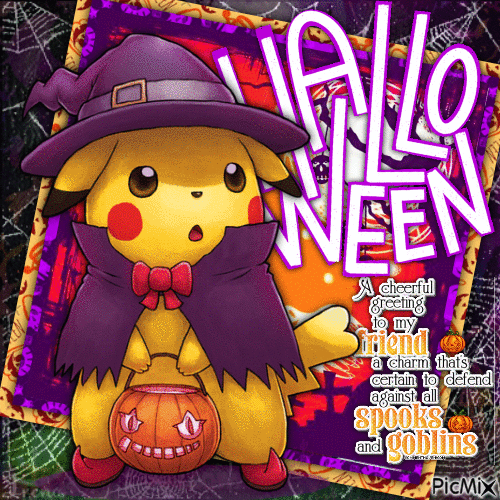 Pika Pika Halloween - Бесплатный анимированный гифка