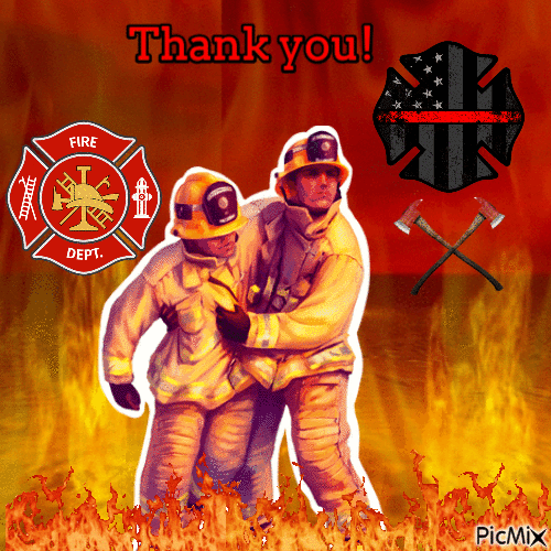 Firefighter thank you card - GIF animate gratis