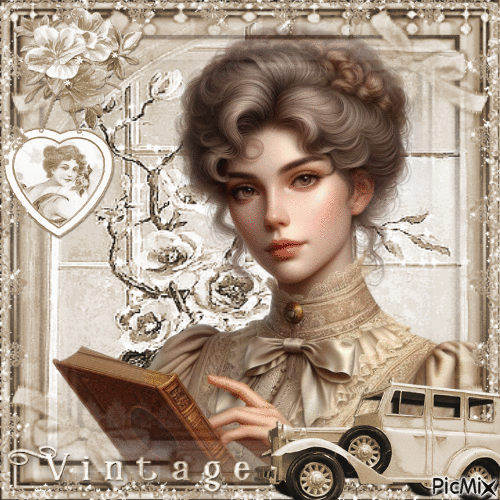 Vintage woman (Victorian) beige tones - Ücretsiz animasyonlu GIF