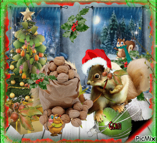 A Christmas gifts for squirrels - Darmowy animowany GIF