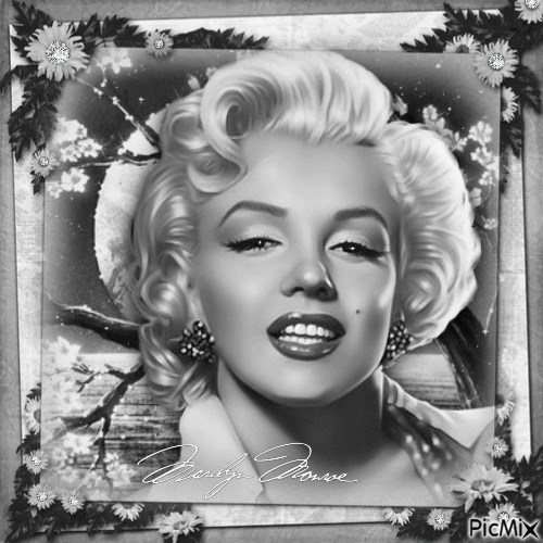 Marilyn Monroe B&W-RM-05-25-23 - GIF animé gratuit