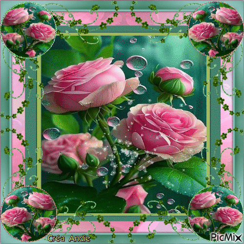 Rose rose - Art numérique - Gratis geanimeerde GIF