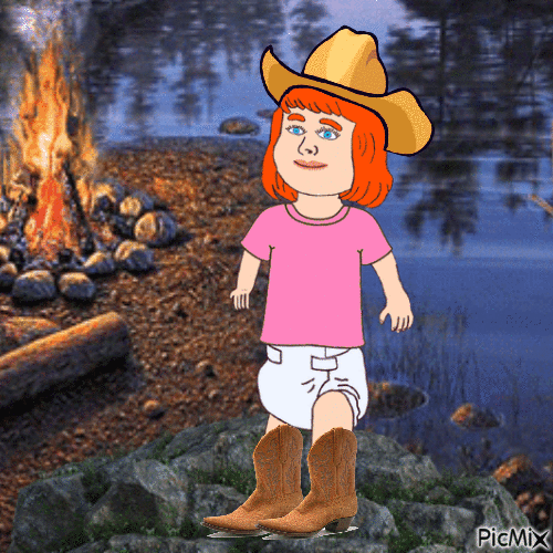 Western baby at creek - GIF animate gratis