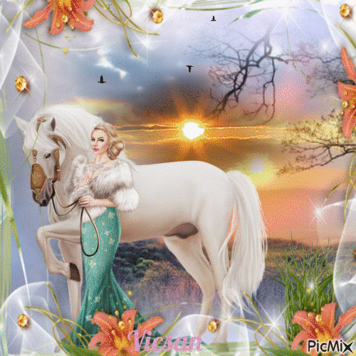 Mujer y caballo - Ilmainen animoitu GIF