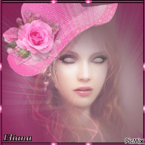 La fille au chapeau rose! - Free animated GIF