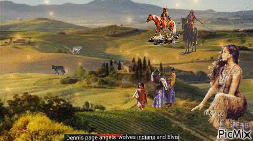 DENNIS PAGE ANGELS WOLVES INDIANS AND ELVIS - Бесплатный анимированный гифка