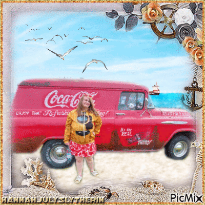 {Coca-Cola Van on the Beach} - Бесплатный анимированный гифка