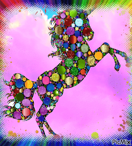 cheval coloré - Ilmainen animoitu GIF