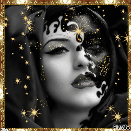 Portrait in black and gold - Бесплатни анимирани ГИФ