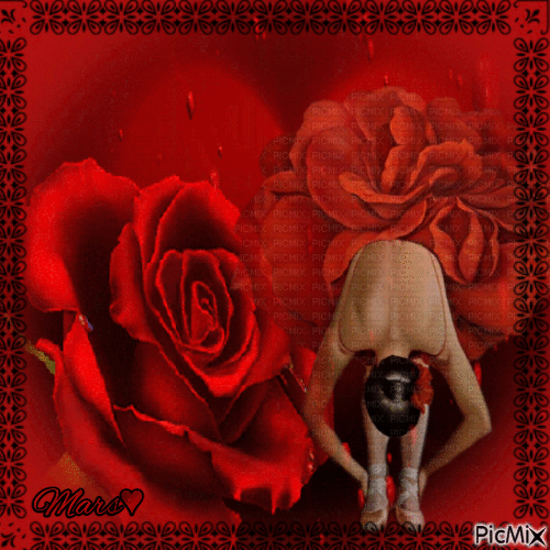 mujer   de rosa roja - GIF animasi gratis