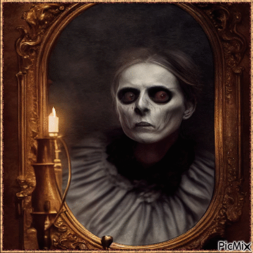 scary ghost in the mirror - GIF animado gratis