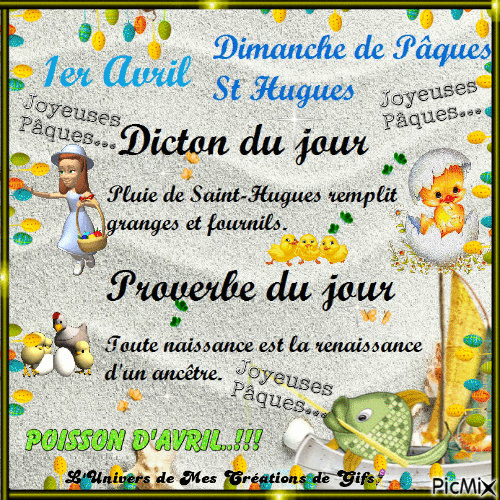 dicton et proverbe 1er Avril Pâques - Zdarma animovaný GIF