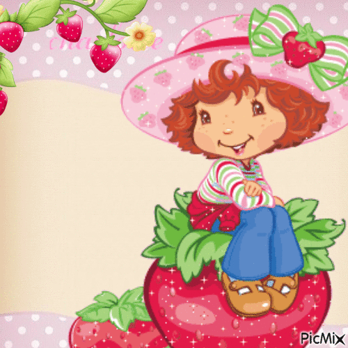 Assise sur une fraise - Gratis animeret GIF