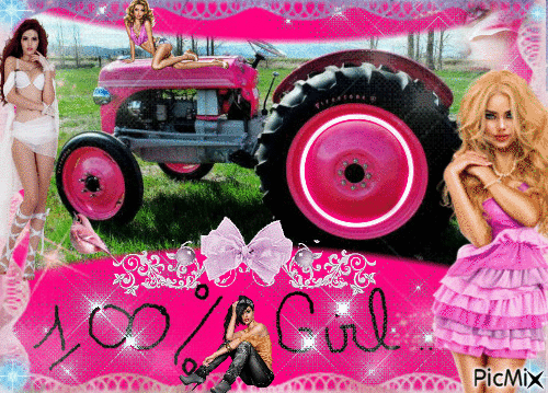 magnifique tracteur 100 % girl - GIF animado grátis