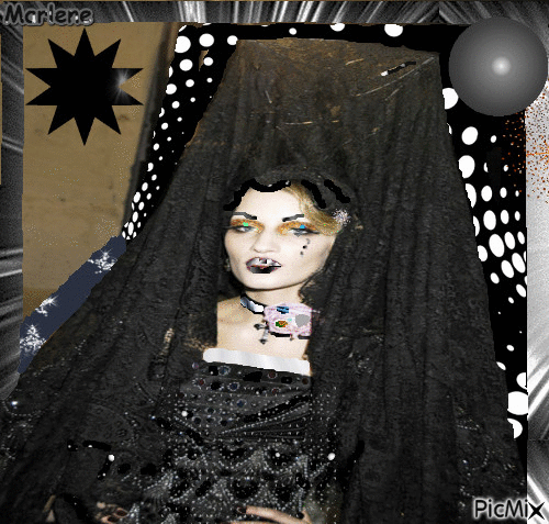Portrait Woman Colors Deco Glitter Black Fashion Glamour - GIF animado gratis