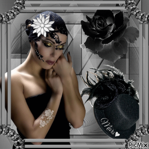 mujer de sombrero negro - Δωρεάν κινούμενο GIF