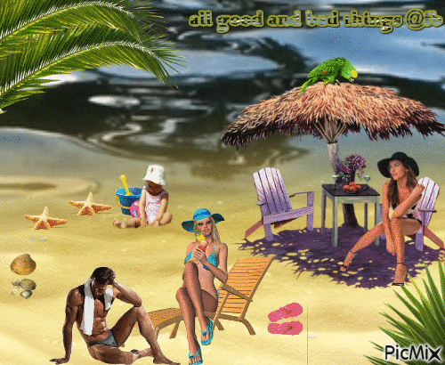 beach sand woman child palm - Bezmaksas animēts GIF