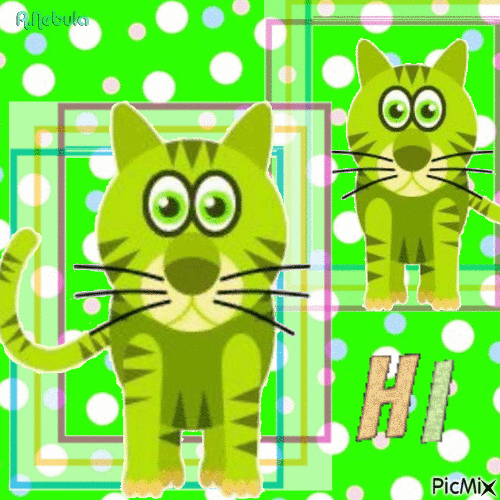 Cartoon green cat-contest - GIF animado grátis