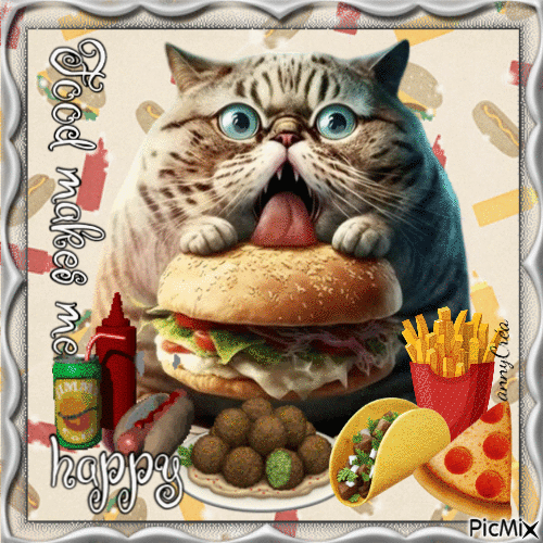Chat gourmand - Free animated GIF