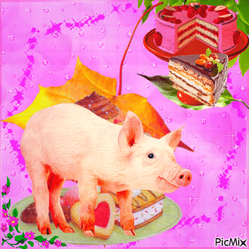 Jules le petit cochon gourmand - GIF animé gratuit