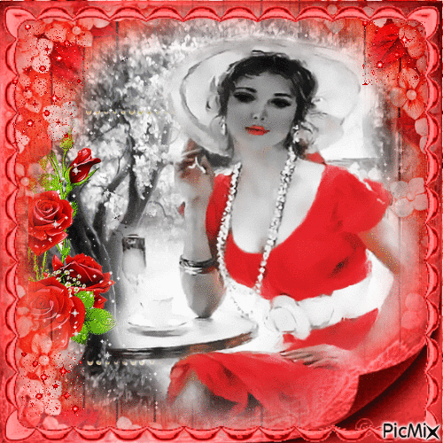 Lady in Red - GIF animate gratis