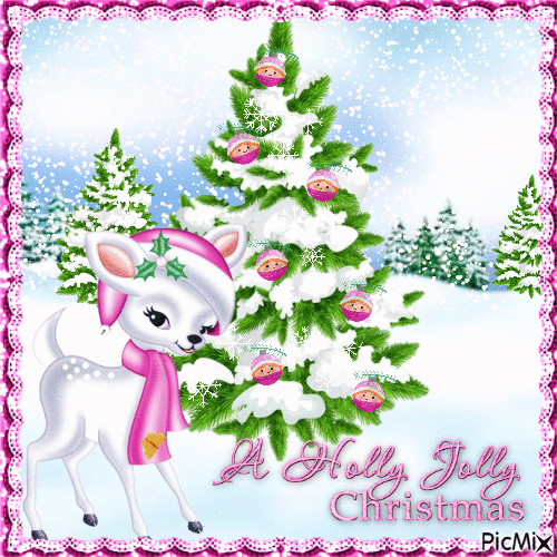 holly jolly pink christmas - Gratis geanimeerde GIF
