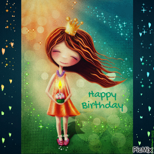 Happy birthday - red headed girl - GIF animasi gratis