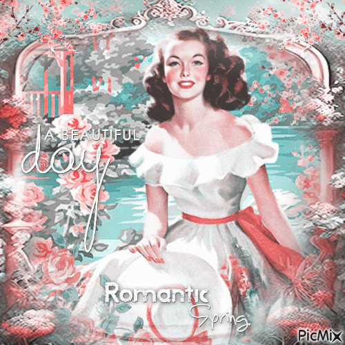Romantic woman spring vintage - Besplatni animirani GIF