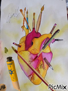 Poniendo corazón a los pinceles - Бесплатный анимированный гифка