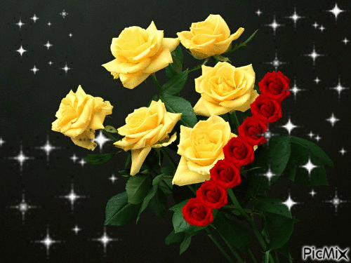 yelloe rose with heart - Бесплатный анимированный гифка