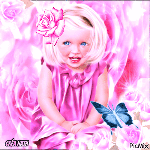 La fillette et la rose - Animovaný GIF zadarmo