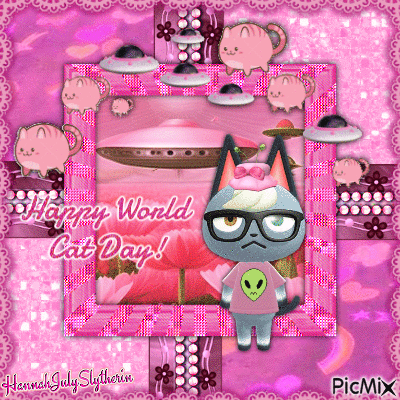((♥♥♥))Happy World Cat Day with Raymond((♥♥♥)) - GIF animé gratuit