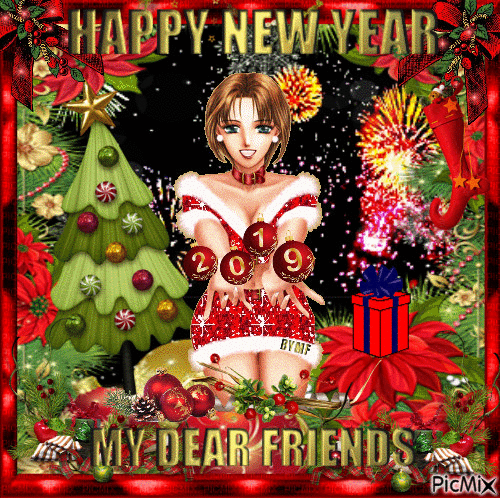 "Bonne année à tous mes amis" - GIF animate gratis
