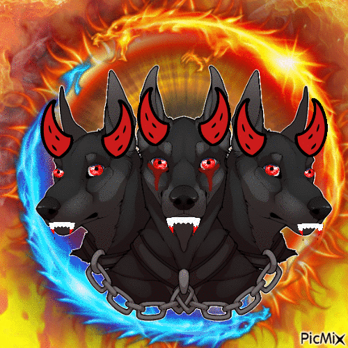 Devil Cerberus from the Underworld - Free animated GIF