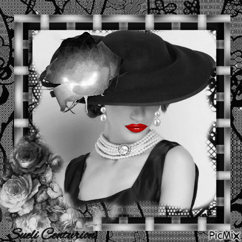 Mulher Vintage - preto e branco - Бесплатни анимирани ГИФ