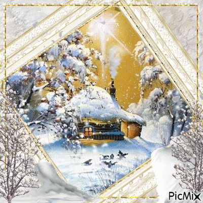 winter cottage - 無料のアニメーション GIF