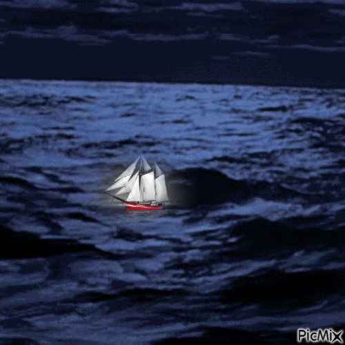 Sailboat in a Storm - Nemokamas animacinis gif