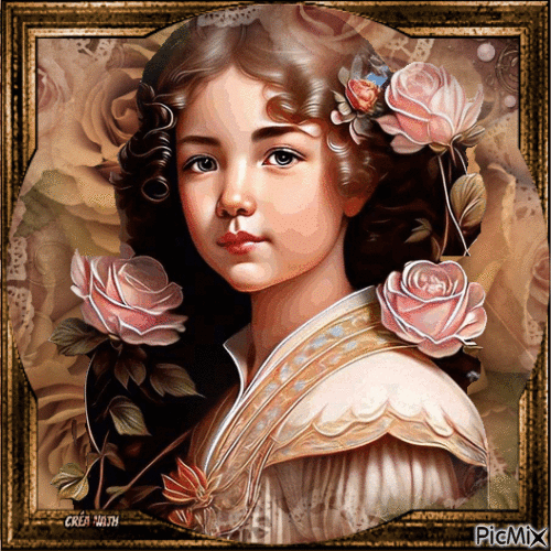 Portrait d'une petite fille vintage - Gratis animeret GIF