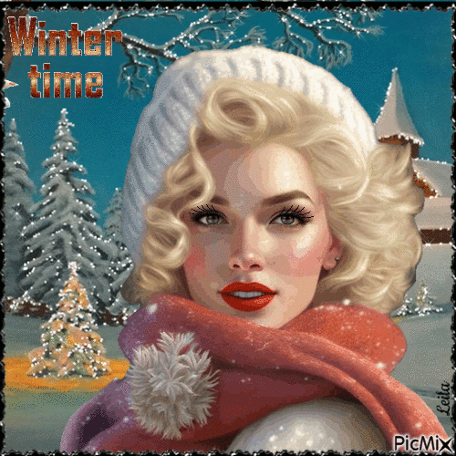 Winter time. Woman - 無料のアニメーション GIF