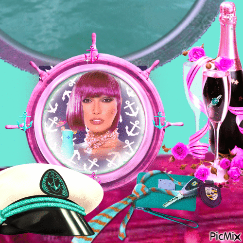 Portrait in turquoise and pink color - 無料のアニメーション GIF