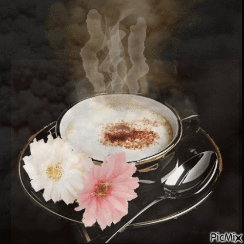 café fleuri - Ilmainen animoitu GIF