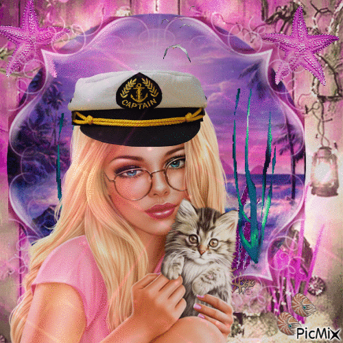 Retrato marino en rosa - GIF animé gratuit