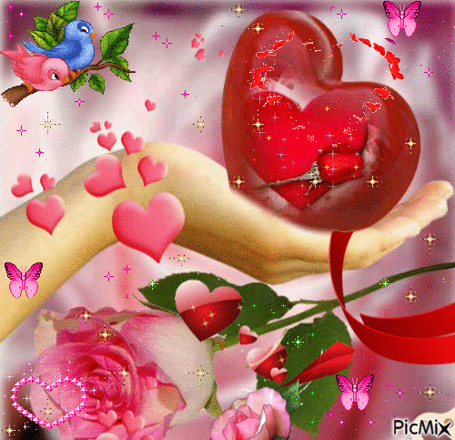 Róża i serce - Ingyenes animált GIF
